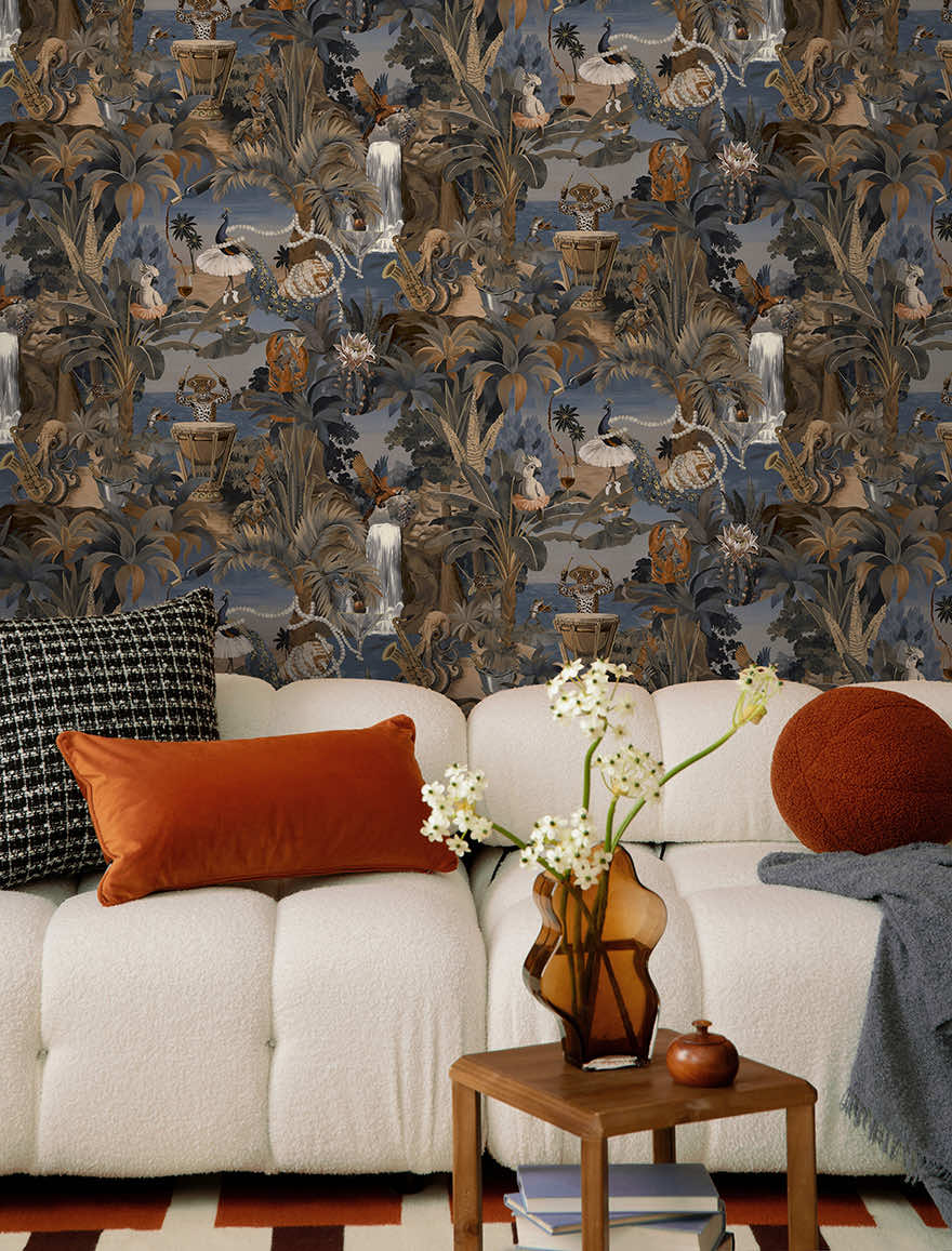 Sunset Carnival Navy - Wallpaper Inn