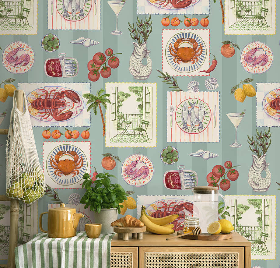 Alfresco Blue (Digital Print) - Wallpaper Inn