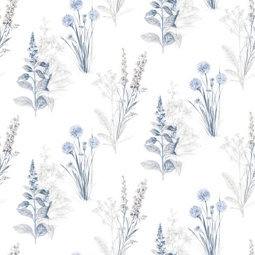 Flora Blue & Grey - Wallpaper Inn