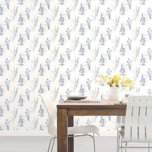 Flora Blue & Grey Wallpaper Inn