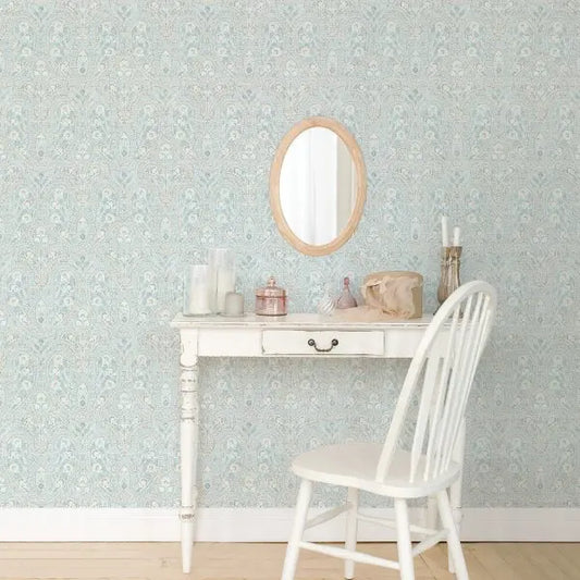 Ornamental Paisley Duck Egg Wallpaper Wallpaper Inn