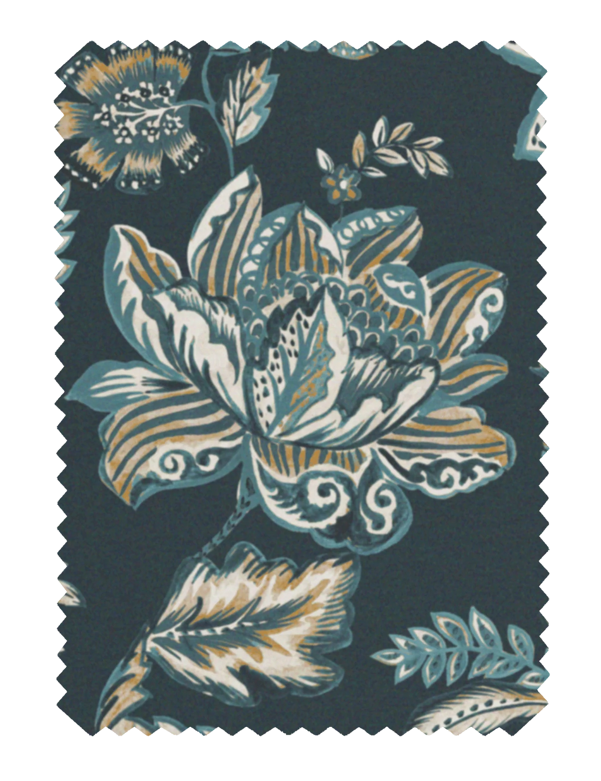 Kashmir Jacobean Navy/Teal Fabric