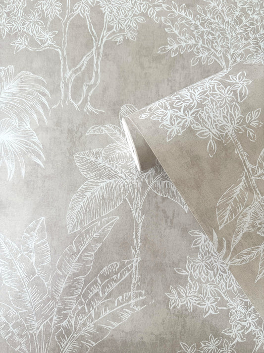 Zen Foliage White & Grey