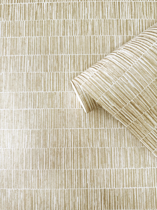 Bamboo Screen Beige & Light Gold on Cream