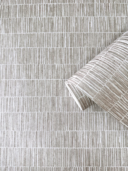 Bamboo Screen Silver Grey on White