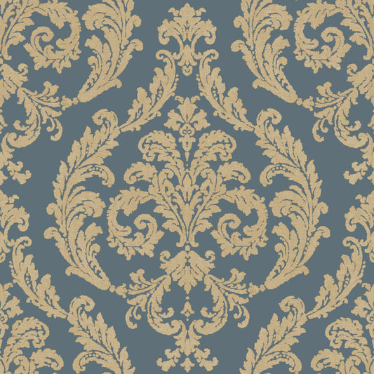 Silk Damask Blue / Gold