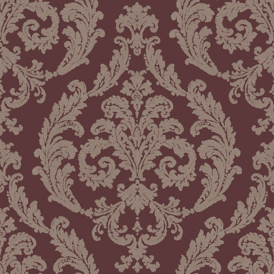 Silk Damask Burgandy / Light Brown