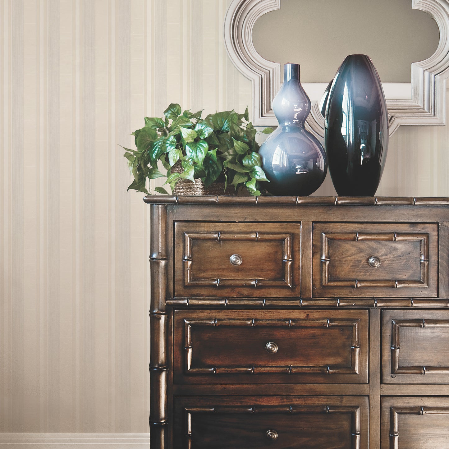 Palazzo Silk Stripe Beige