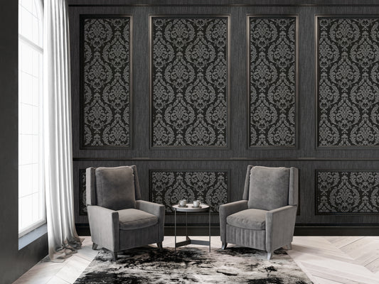 Silk Damask Black / Pewter