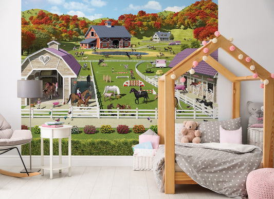 Horse & Pony Stables Mural Wallpaper Inn