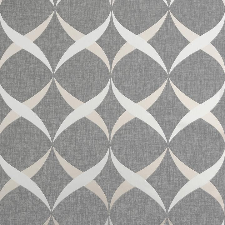 Metallic Ogee Charcoal/Rose Gold Wallpaper
