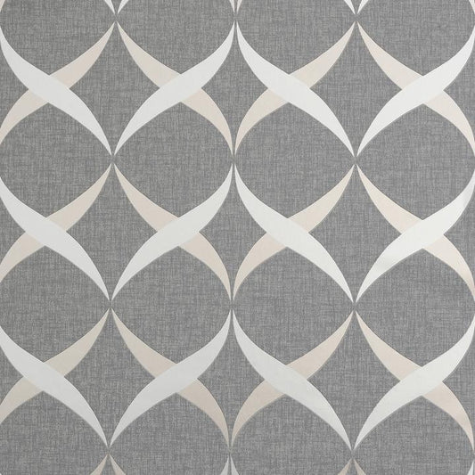Metallic Ogee Charcoal/Rose Gold Wallpaper