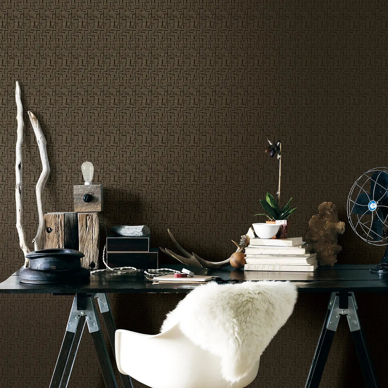 Geometric Bronze/Black Wallpaper Wallpaper Inn