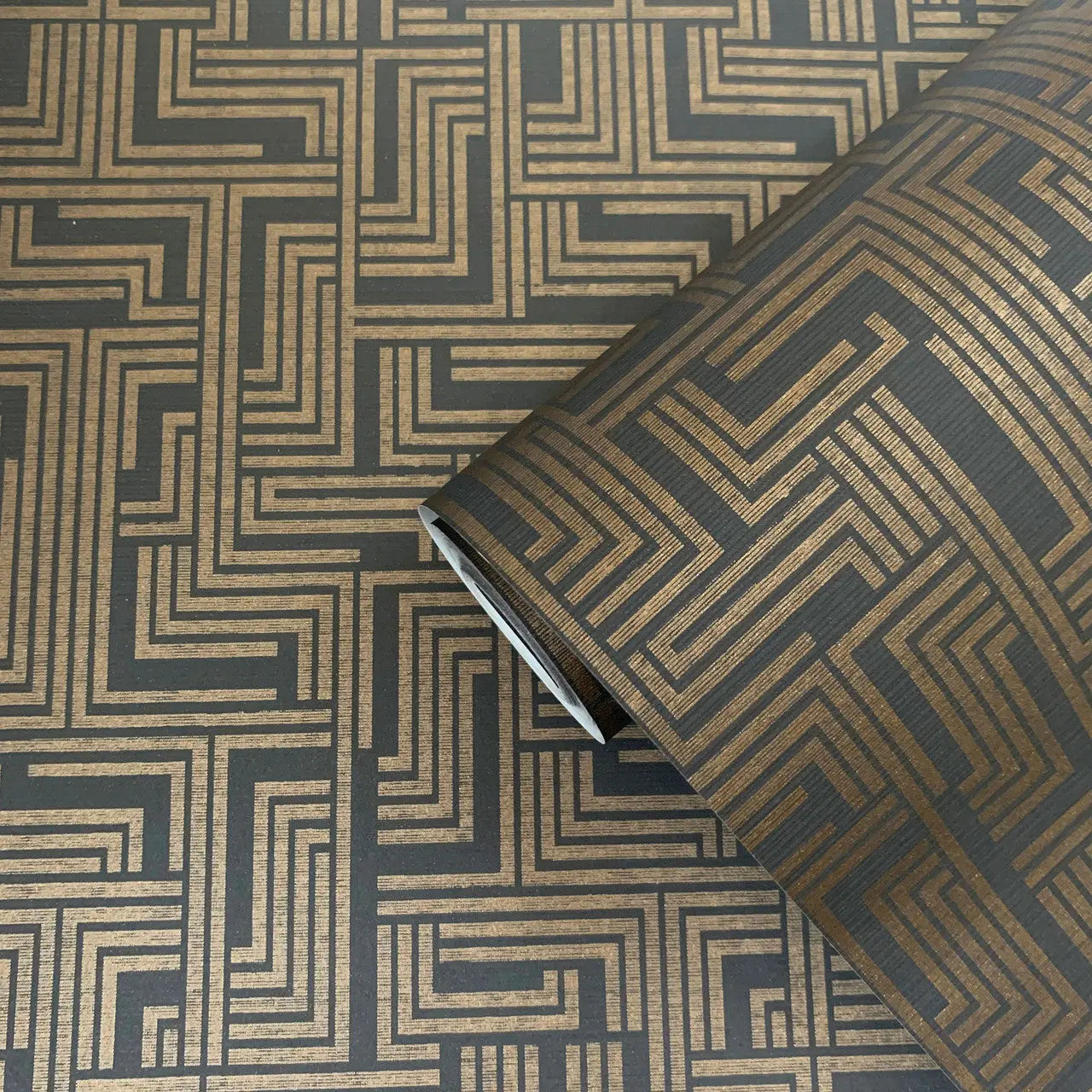 Geometric Bronze/Black Wallpaper Wallpaper Inn