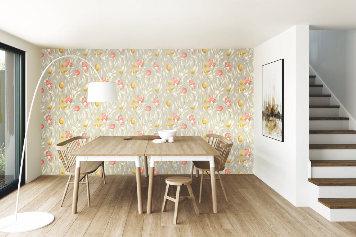 Pomegranate Trail Parchment - Wallpaper Inn