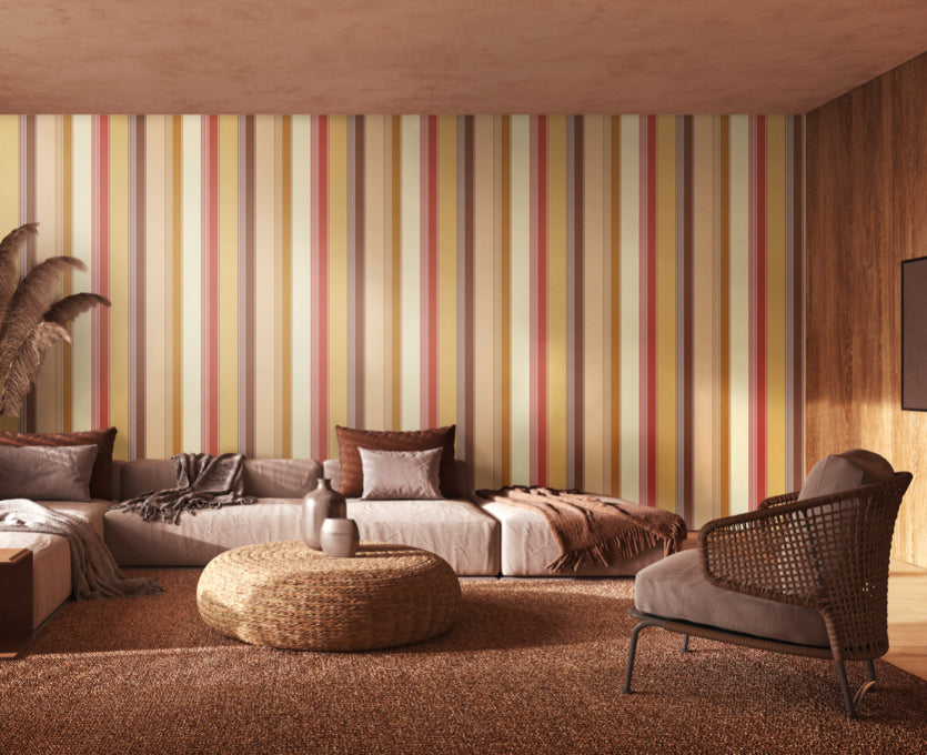 Multi Stripe Amber Mix - Wallpaper Inn