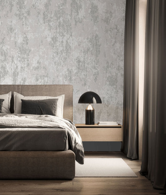 Distressed Plaster Grey Wallpaper