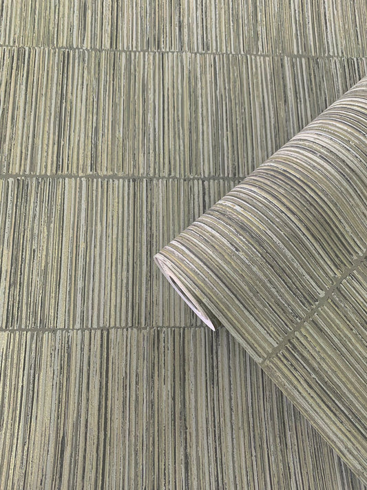 Bamboo Stripe Wallpaper Organic Brown