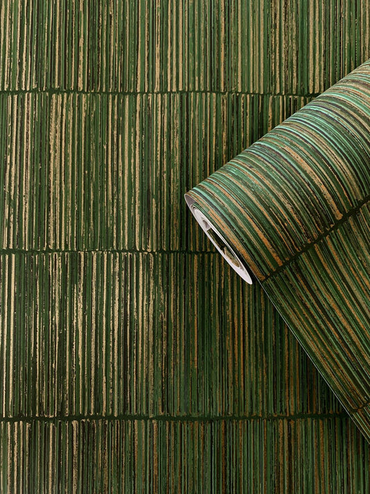 Bamboo Stripe Wallpaper Forest Green