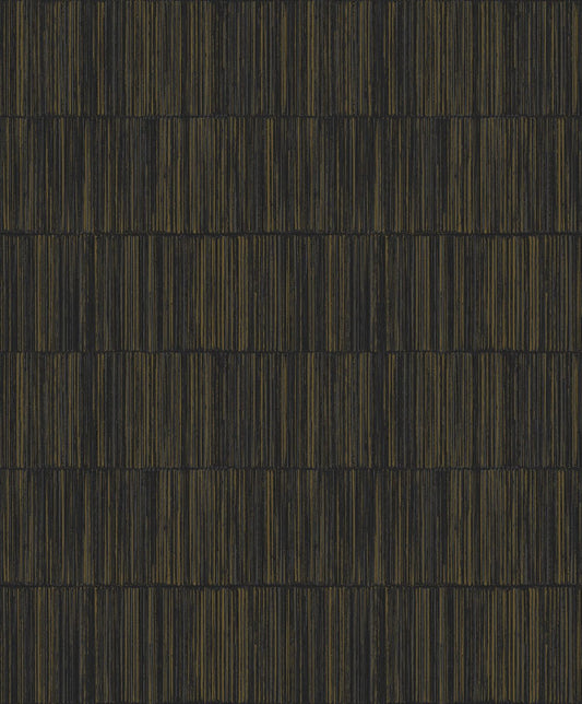 Bamboo Stripe Wallpaper Charcoal / Gold