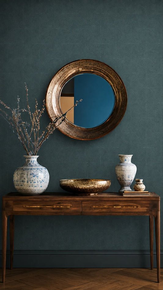 Zen Geometric Wallpaper Deep Aqua