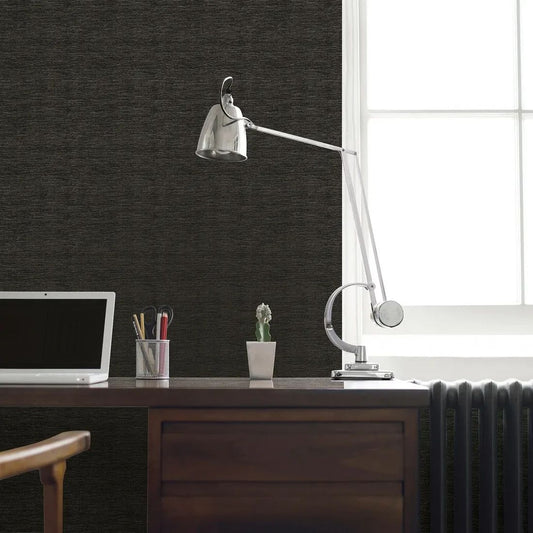 Weave- Effect Textile Wallpaper Black/Bronze