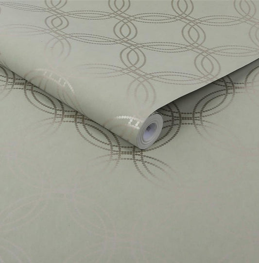 Serpentine Geo Sage/Gold Wallpaper - Wallpaper Inn