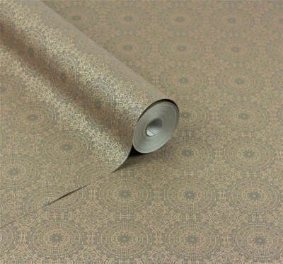 Symmetrical Chic Wallpaper Stone & Gold