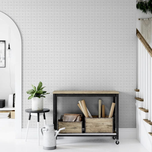 Moorish Mosaic Wallpaper Light Grey/ Silver