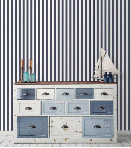 Narrow Navy Stripe Wallpaper Wallpaper Inn