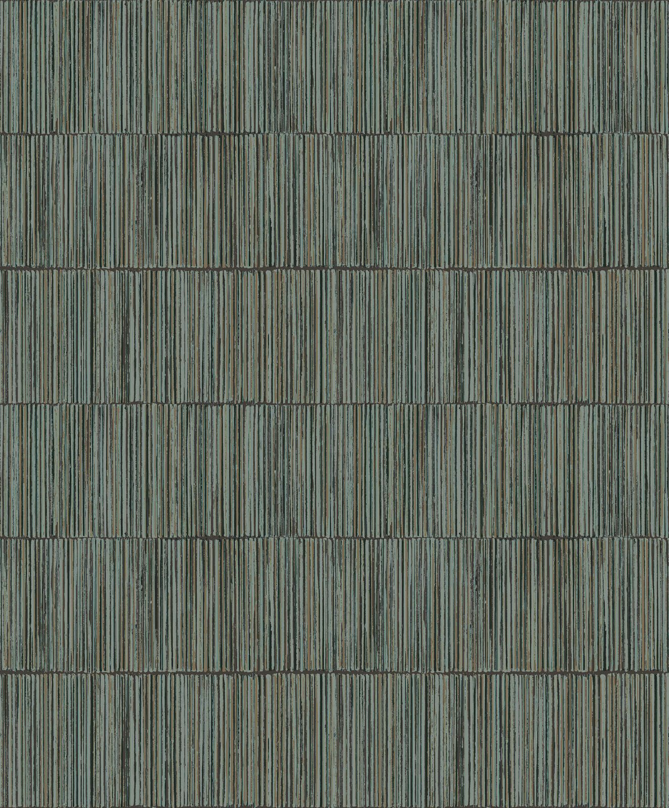 Bamboo Stripe Wallpaper Teal/Gold