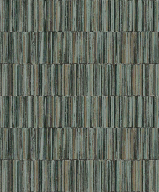 Bamboo Stripe Wallpaper Teal/Gold