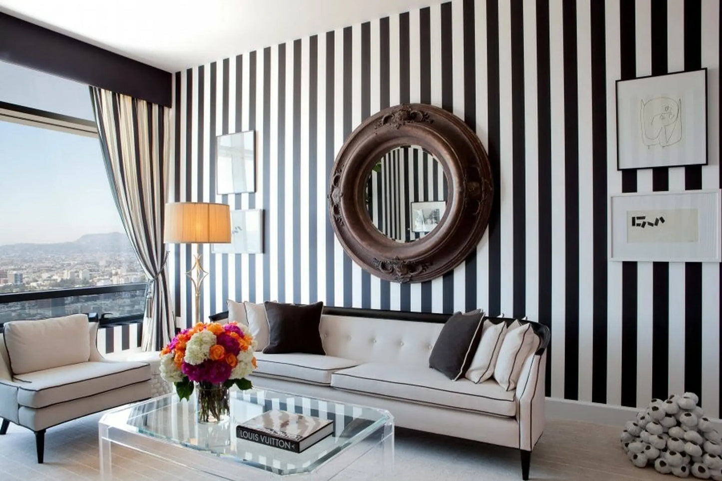 Tent Stripe Wallpaper - Black & White Wallpaper Inn
