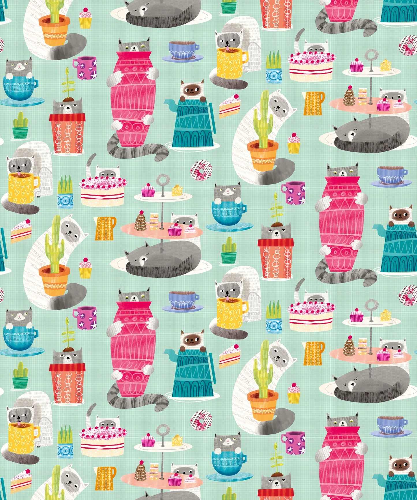 Kitten Kaboodle Spearmint Wallpaper