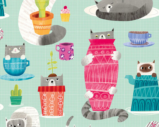 Kitten Kaboodle Spearmint Wallpaper