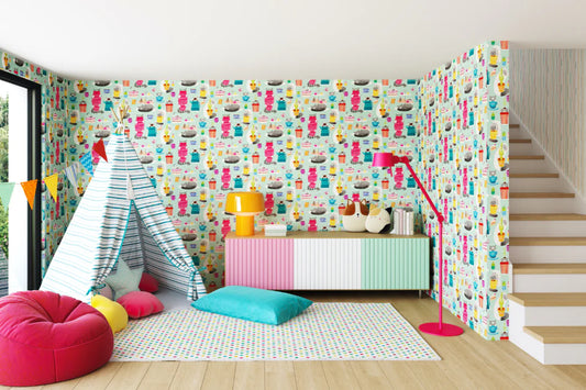 Kitten Kaboodle Spearmint Wallpaper