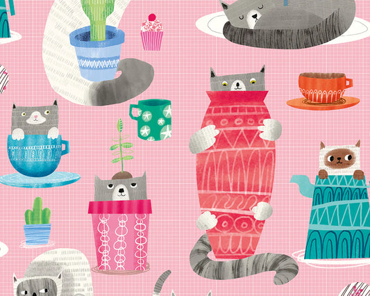 Kitten Kaboodle Bubblegum Wallpaper