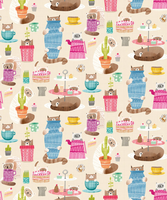 Kitten Kaboodle Marshmallow Wallpaper