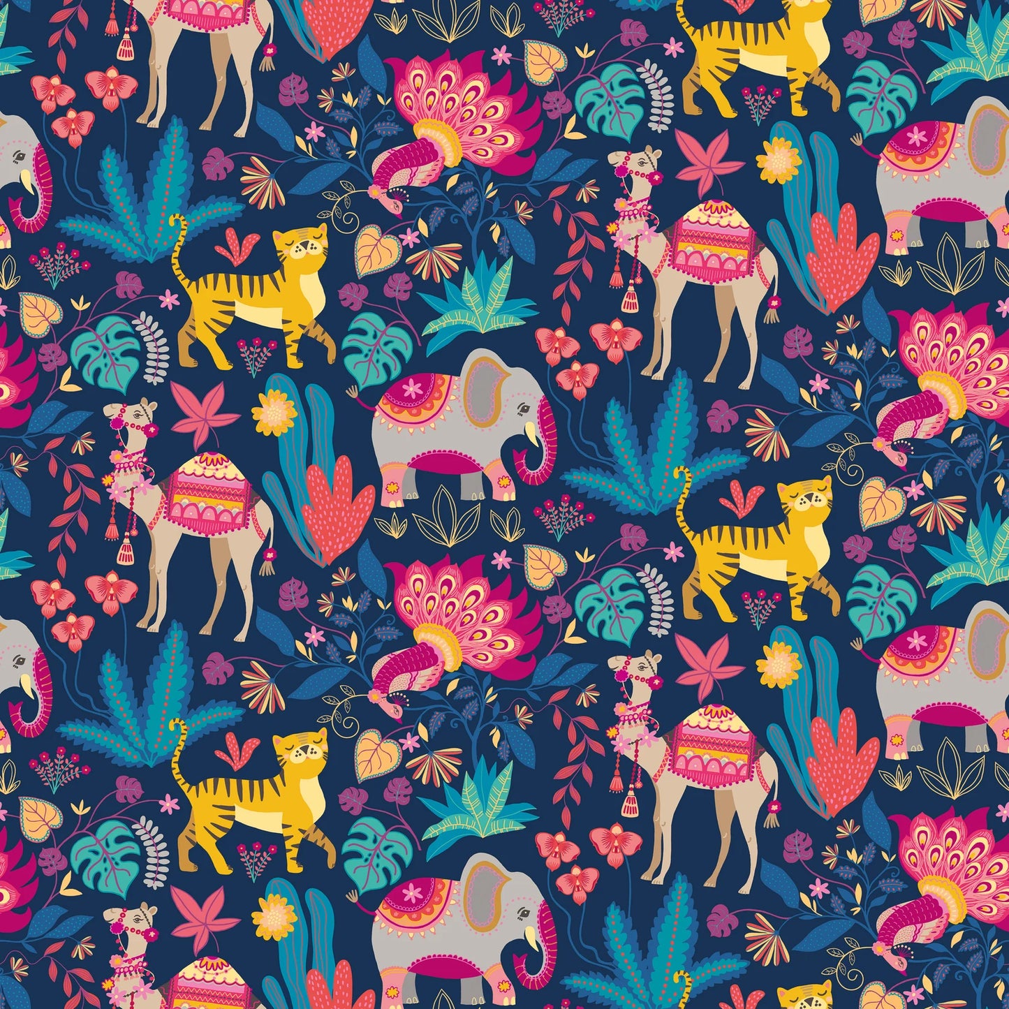 Samba Safari Ink & Cerise Wallpaper