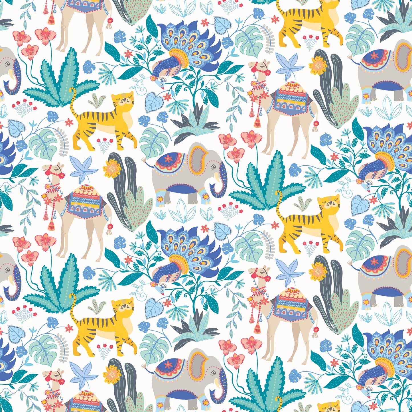 Samba Safari Cornflower Wallpaper