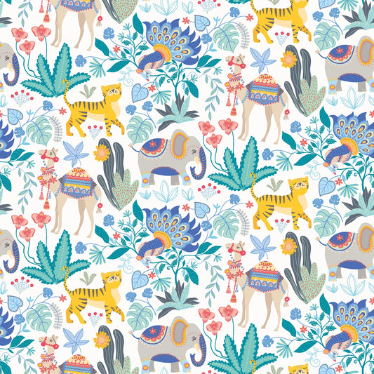 Samba Safari Cornflower Wallpaper