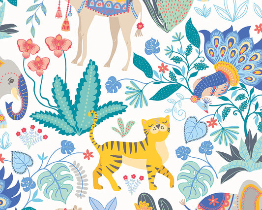 Samba Safari Cornflower Wallpaper