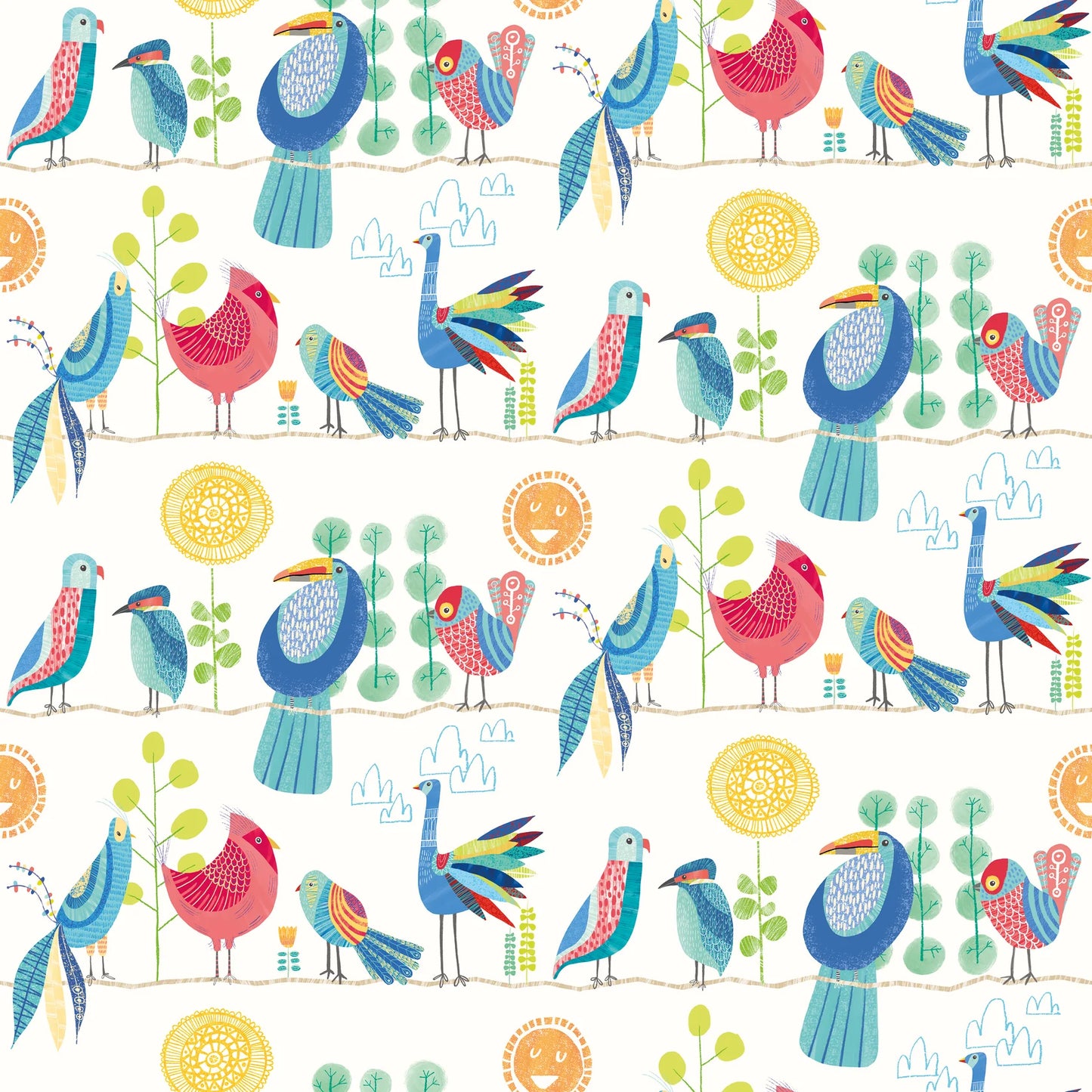 Feather Fandango Royal Bright Wallpaper