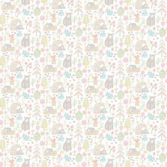 Honeywood Bears Sherbet Wallpaper