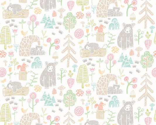 Honeywood Bears Sherbet Wallpaper