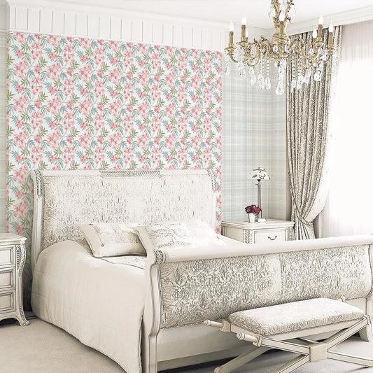 Linen Floral Blue Wallpaper Wallpaper Inn