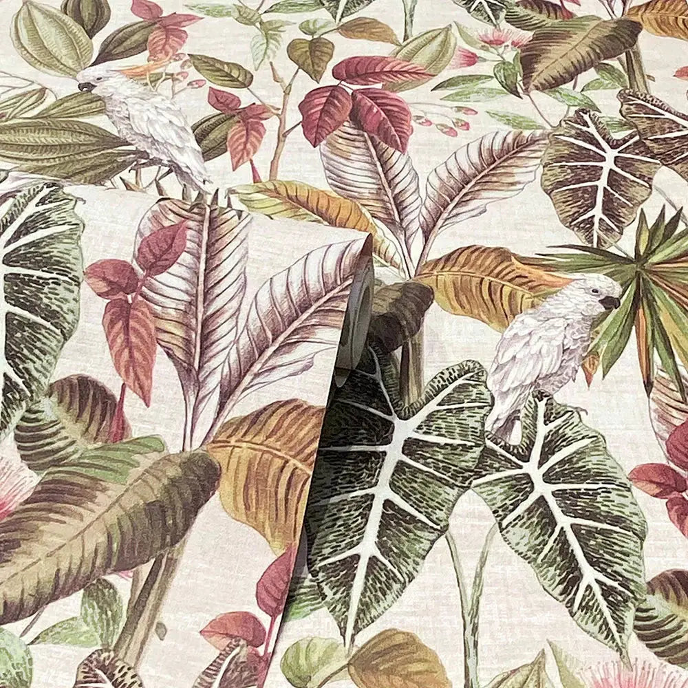 Vintage Parrot Multi Wallpaper Wallpaper Inn