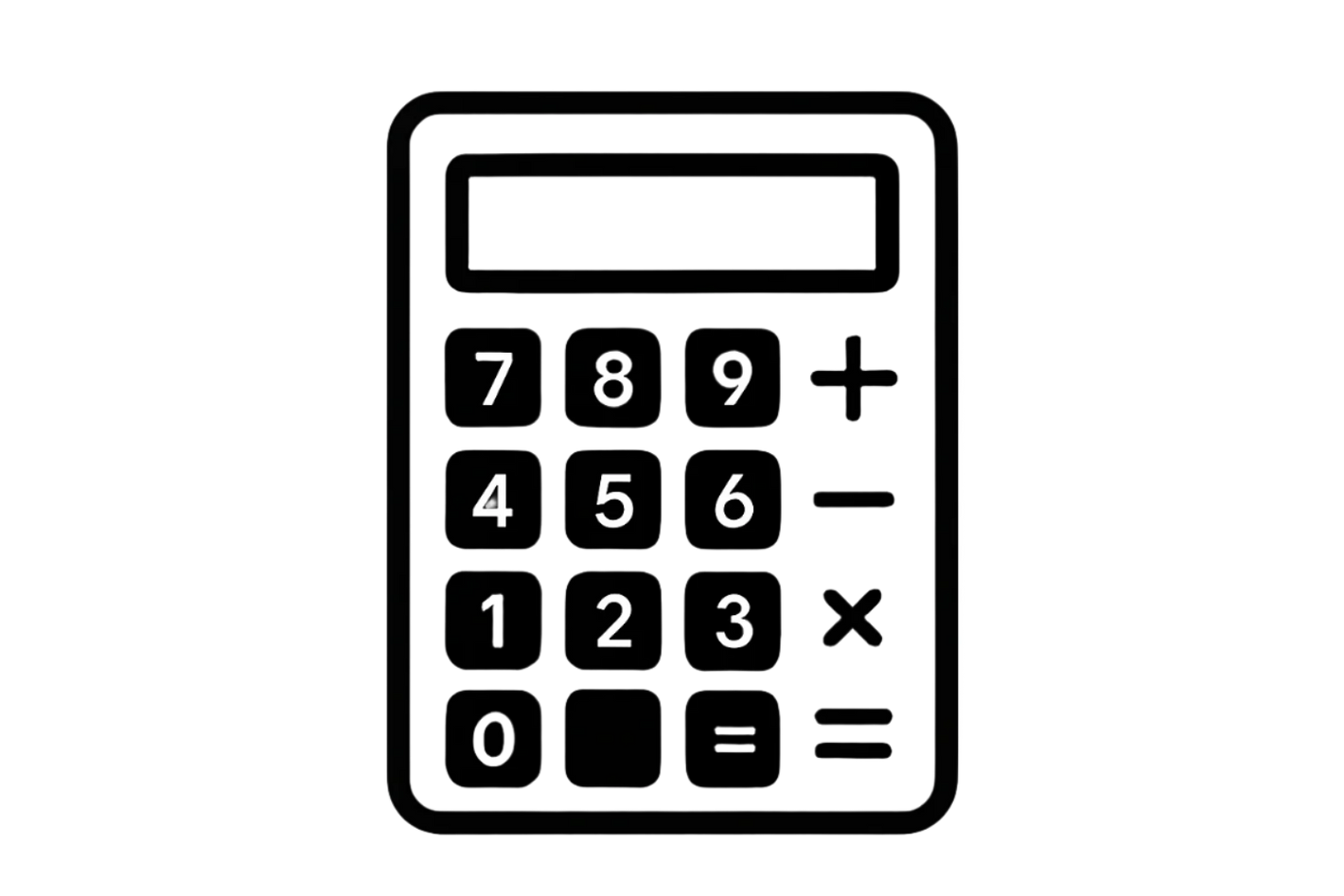 Calculator Icon in black and white