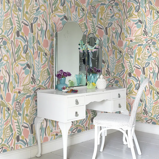 Verdure - Blush & Petrol Wallpaper