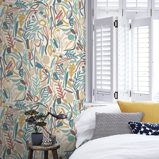 Verdure - Teal & Cinnamon Wallpaper